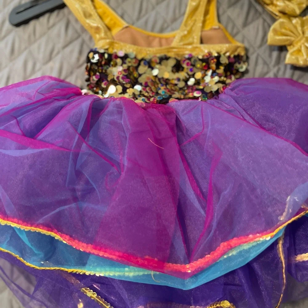 Revolution Gold and Purple Sequin Kids Costume